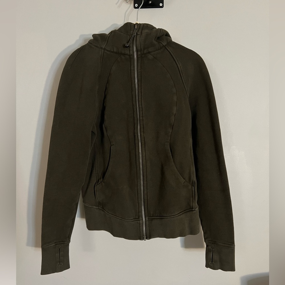 Lululemon Scuba Hoodie *Light Cotton Fleece in Dark Olive Size 6 - Picture 2 of 9